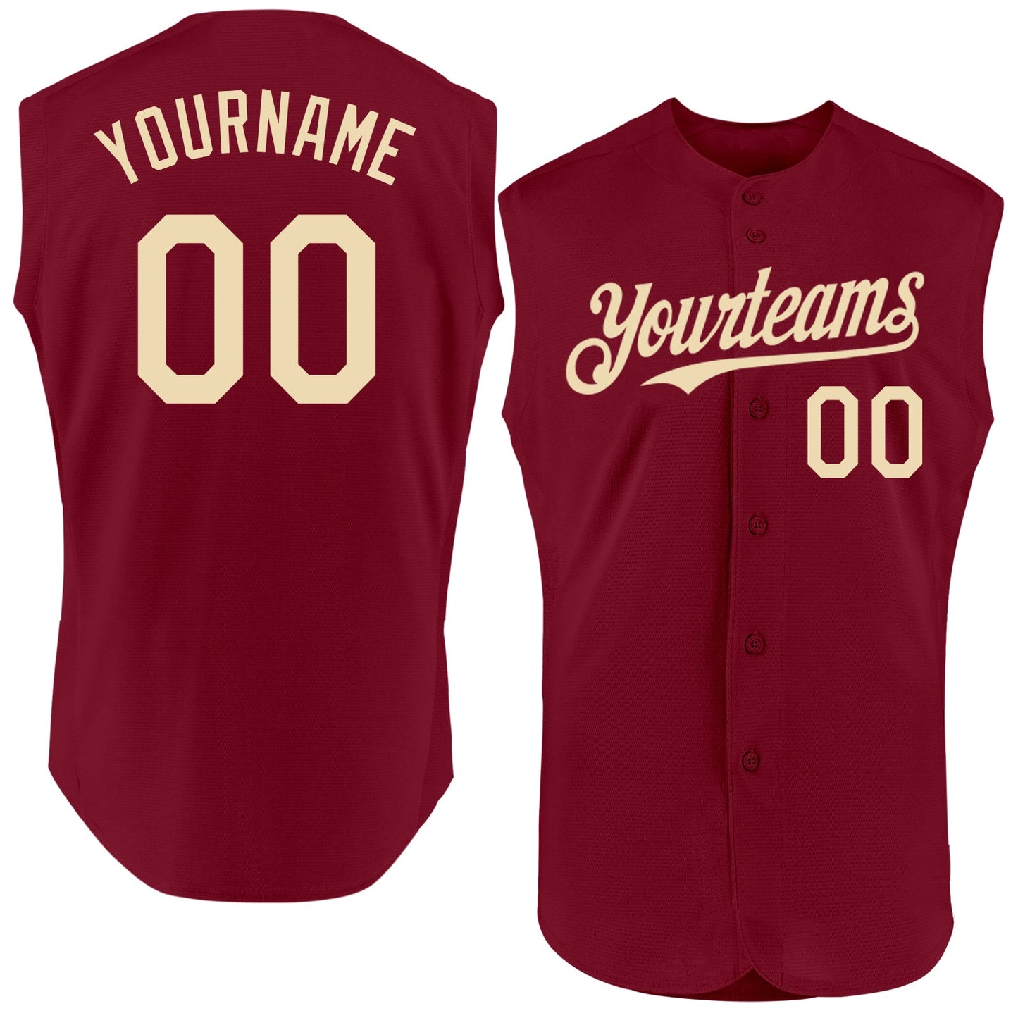 Custom Crimson Cream Authentic Sleeveless Baseball Jersey - Sky-Custom