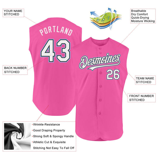 Custom Pink Black-Light Blue Authentic Sleeveless Baseball Jersey - Sky-Custom