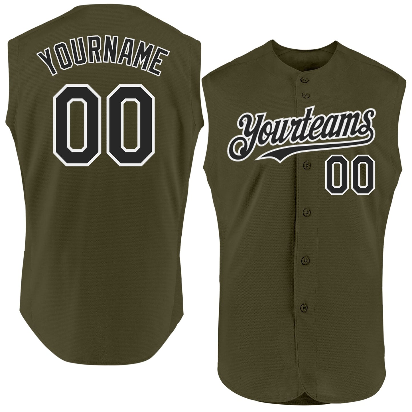 Custom Olive Black-White Authentic Sleeveless Salute To Service Baseball Jersey - Sky-Custom