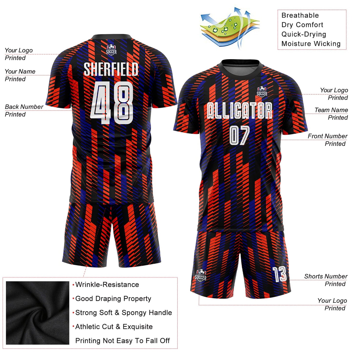 Custom Black White-Orange Sublimation Soccer Uniform Jersey - Sky-Custom