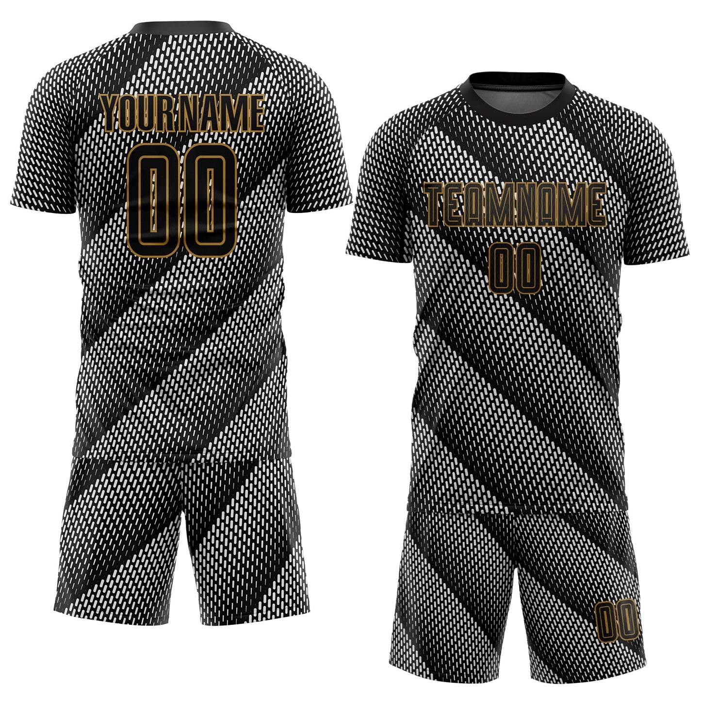 Custom Black Black-Old Gold Sublimation Soccer Uniform Jersey - Sky-Custom