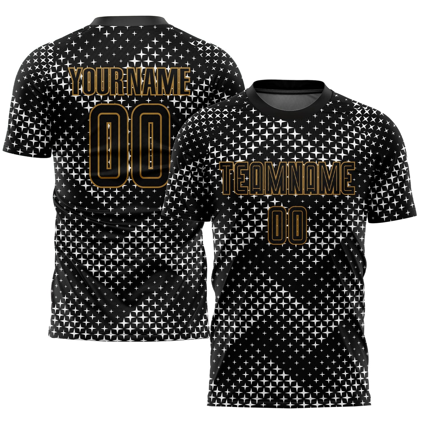 Custom Black Black-Old Gold Sublimation Soccer Uniform Jersey - Sky-Custom