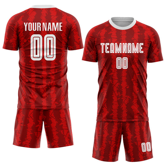 Custom Red White-Black Sublimation Soccer Uniform Jersey - Sky-Custom