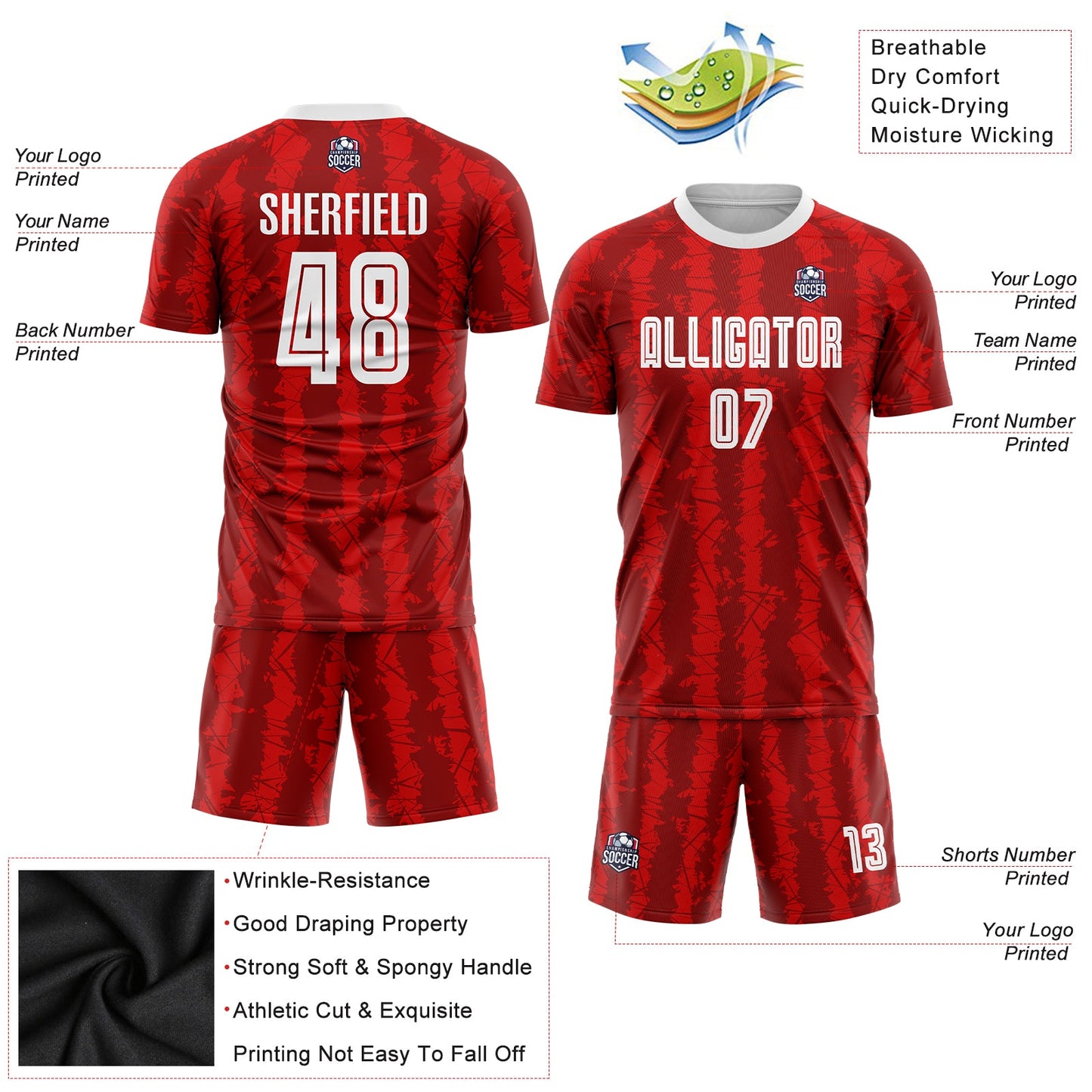 Custom Red White-Black Sublimation Soccer Uniform Jersey - Sky-Custom