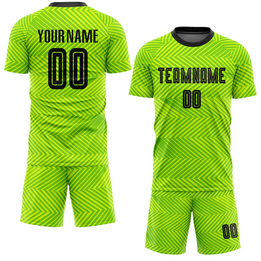 Custom Neon Green Black Sublimation Soccer Uniform Jersey - Sky-Custom