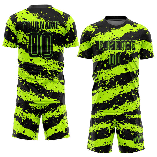 Custom Neon Green Black Sublimation Soccer Uniform Jersey - Sky-Custom