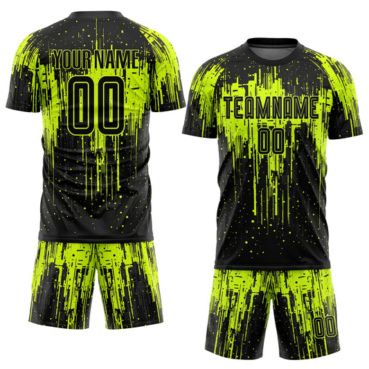Custom Neon Green Black Sublimation Soccer Uniform Jersey - Sky-Custom