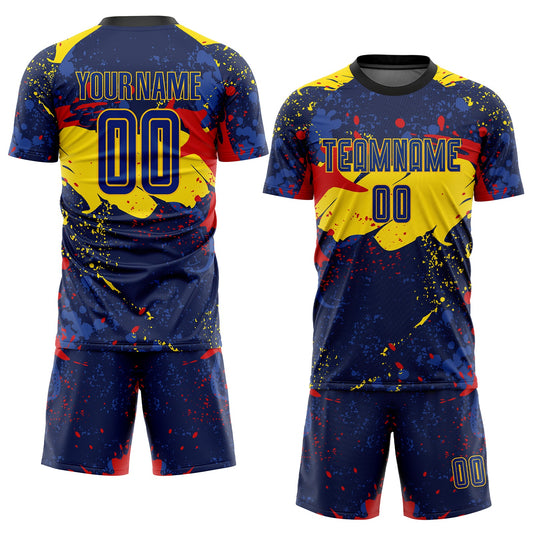 Custom Figure Royal-Gold Sublimation Soccer Uniform Jersey - Sky-Custom