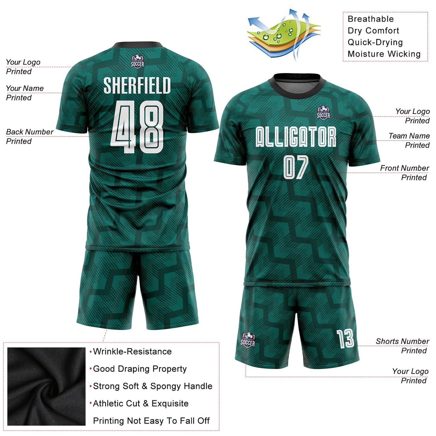 Custom Green White-Black Sublimation Soccer Uniform Jersey - Sky-Custom