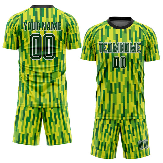 Custom Neon Green Green-Gold Sublimation Soccer Uniform Jersey - Sky-Custom