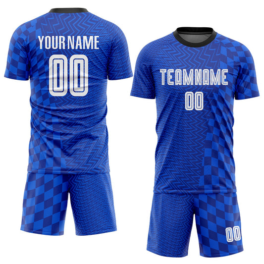 Custom Royal White-Black Sublimation Soccer Uniform Jersey - Sky-Custom