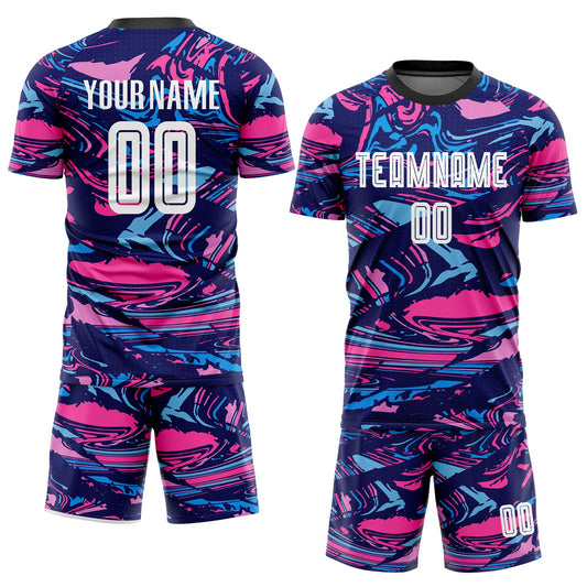 Custom Figure White-Pink Sublimation Soccer Uniform Jersey - Sky-Custom