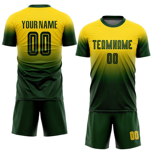 Custom Gold Green Sublimation Fade Fashion Soccer Uniform Jersey - Sky-Custom