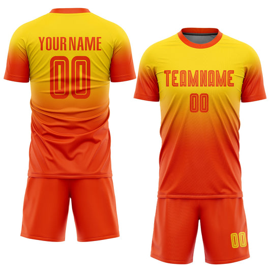 Custom Gold Orange Sublimation Fade Fashion Soccer Uniform Jersey - Sky-Custom