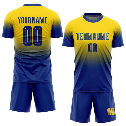 Custom Gold Royal Sublimation Fade Fashion Soccer Uniform Jersey - Sky-Custom