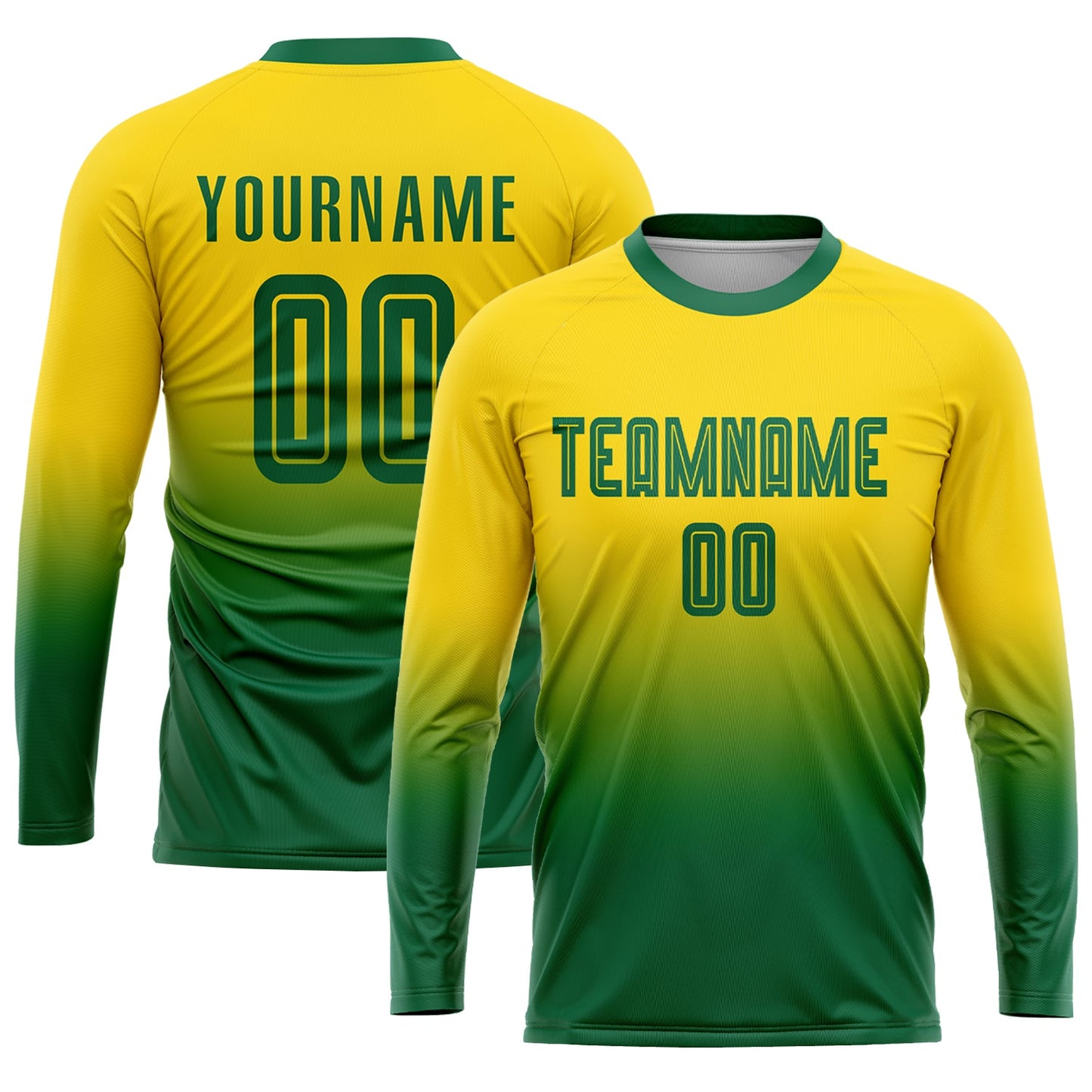 Custom Gold Kelly Green Sublimation Fade Fashion Soccer Uniform Jersey - Sky-Custom