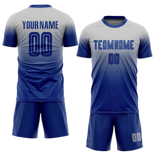Custom Gray Royal Sublimation Fade Fashion Soccer Uniform Jersey - Sky-Custom