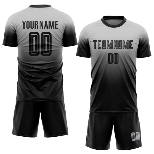 Custom Gray Black Sublimation Fade Fashion Soccer Uniform Jersey - Sky-Custom