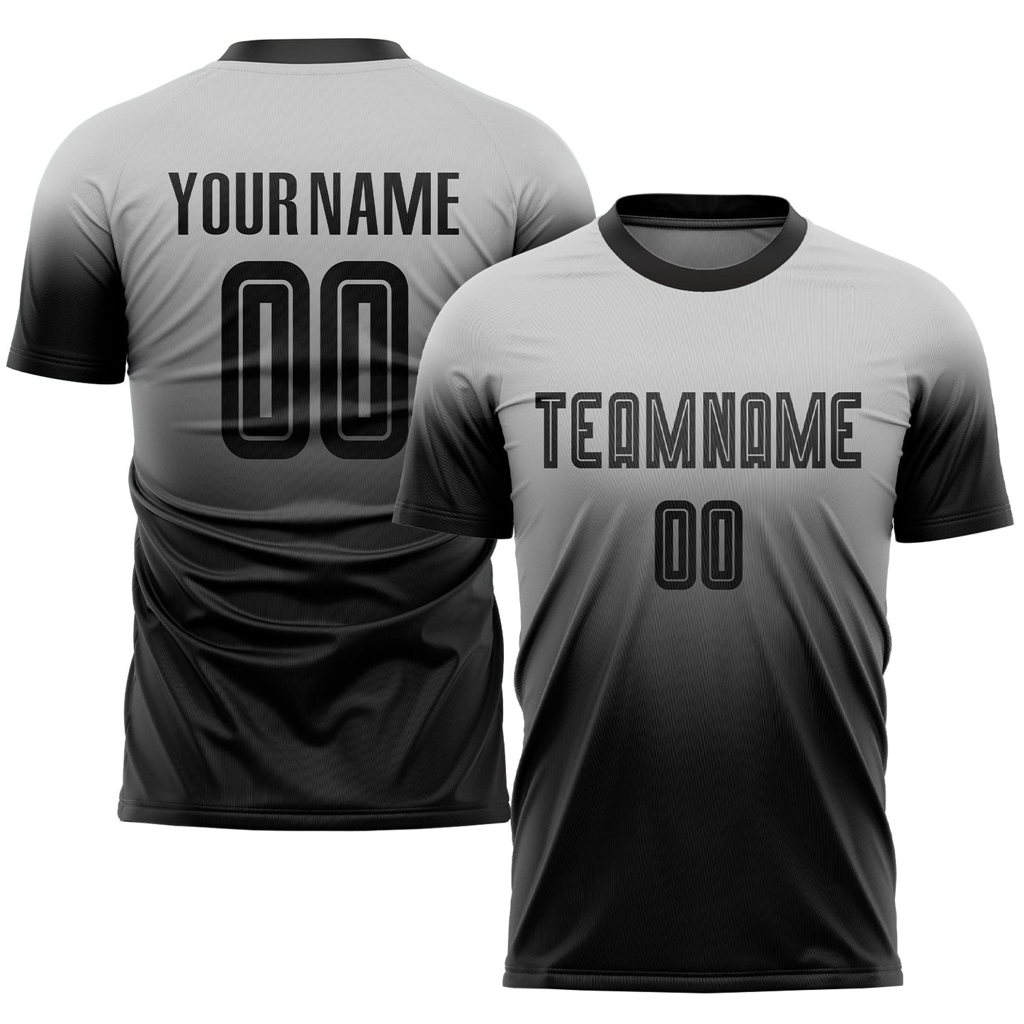 Custom Gray Black Sublimation Fade Fashion Soccer Uniform Jersey - Sky-Custom