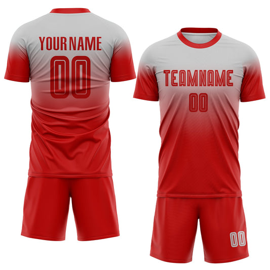 Custom Gray Red Sublimation Fade Fashion Soccer Uniform Jersey - Sky-Custom