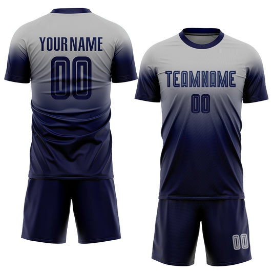Custom Gray Navy Sublimation Fade Fashion Soccer Uniform Jersey - Sky-Custom