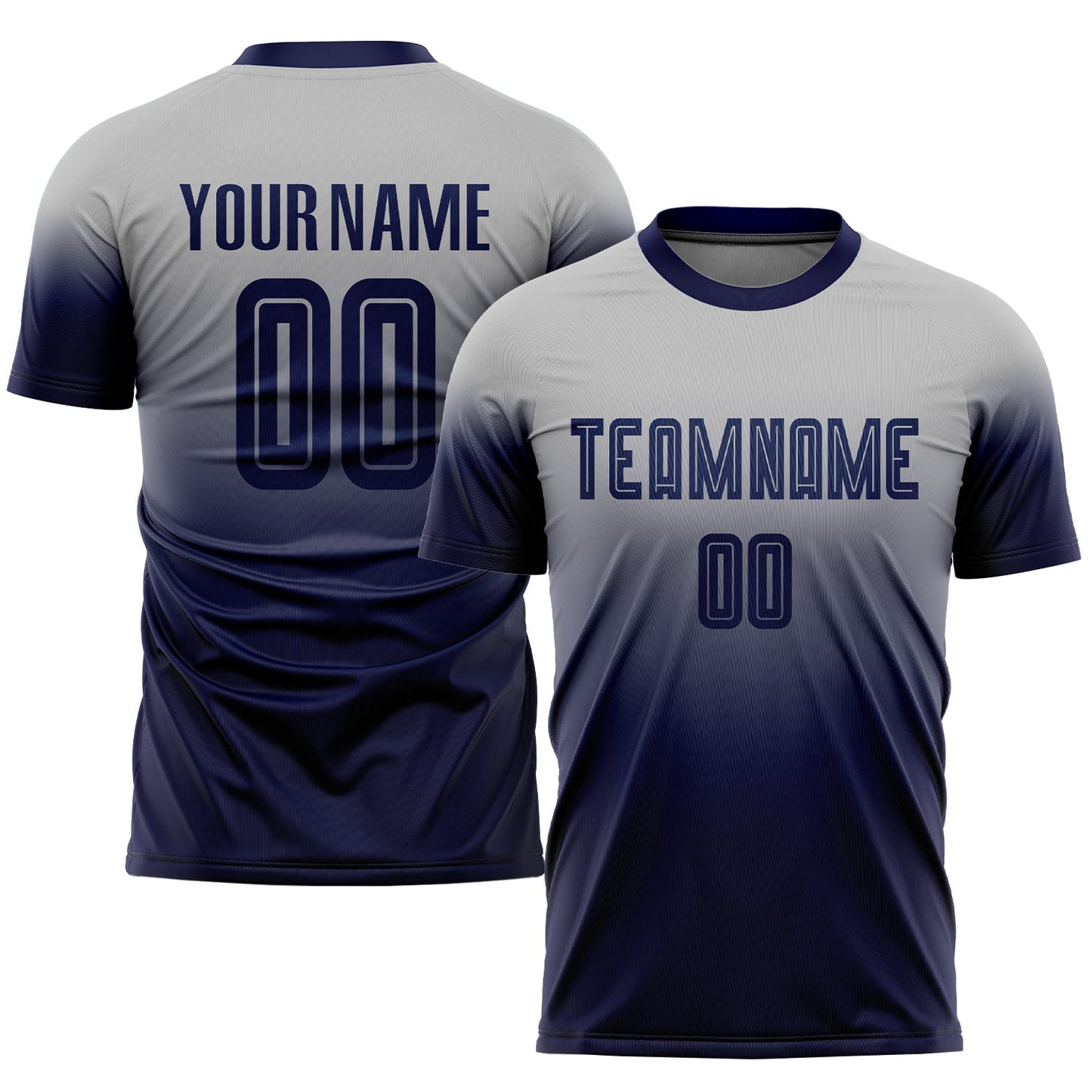 Custom Gray Navy Sublimation Fade Fashion Soccer Uniform Jersey - Sky-Custom