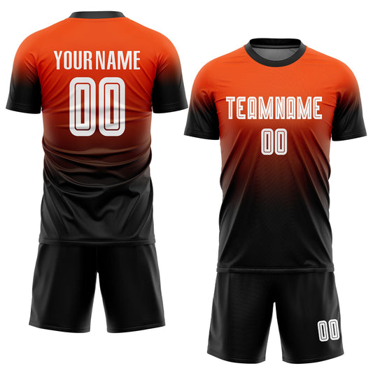 Custom Orange White-Black Sublimation Fade Fashion Soccer Uniform Jersey - Sky-Custom