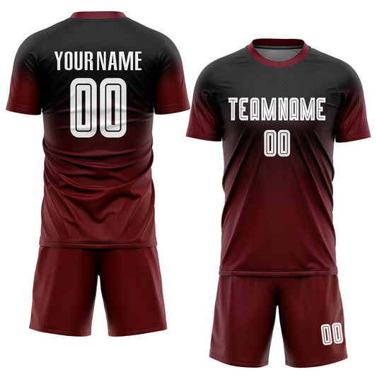 Custom Black White-Crimson Sublimation Fade Fashion Soccer Uniform Jersey - Sky-Custom