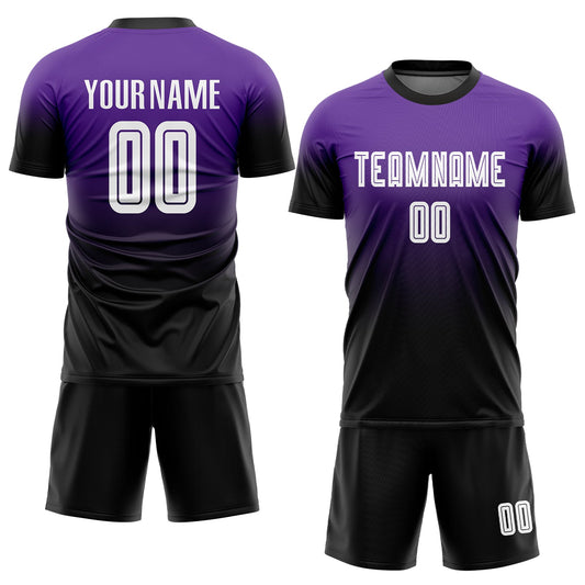 Custom Purple White-Black Sublimation Fade Fashion Soccer Uniform Jersey - Sky-Custom