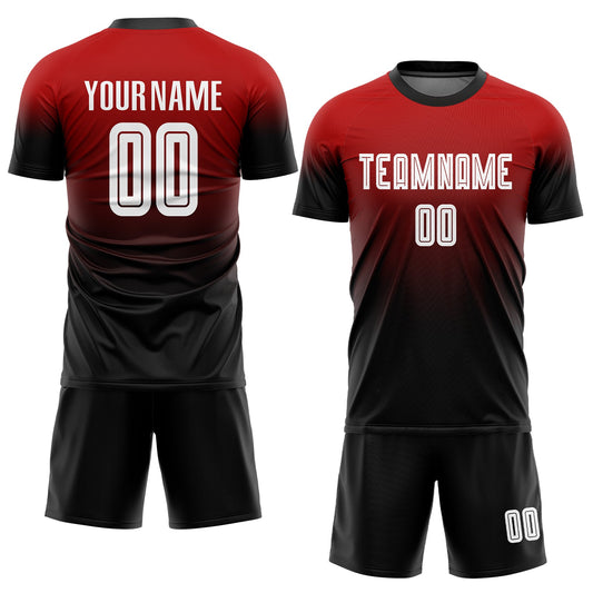 Custom Red White-Black Sublimation Fade Fashion Soccer Uniform Jersey - Sky-Custom