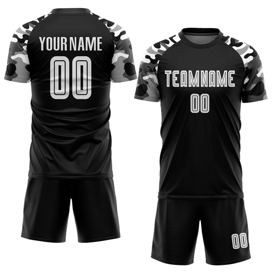 Custom Black White-Camo Sublimation Soccer Uniform Jersey - Sky-Custom
