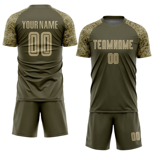 Custom Olive Vegas Gold-Camo Sublimation Salute To Service Soccer Uniform Jersey - Sky-Custom