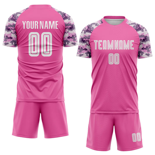 Custom Pink White-Camo Sublimation Soccer Uniform Jersey - Sky-Custom