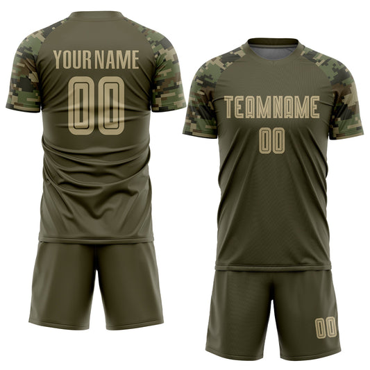 Custom Olive Vegas Gold-Camo Sublimation Salute To Service Soccer Uniform Jersey - Sky-Custom