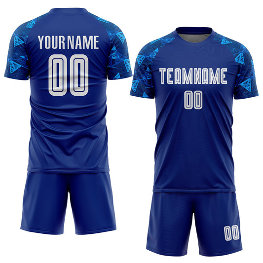 Custom Royal White Sublimation Soccer Uniform Jersey - Sky-Custom