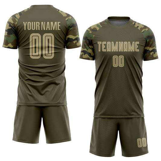 Custom Olive Vegas Gold-Camo Sublimation Salute To Service Soccer Uniform Jersey - Sky-Custom