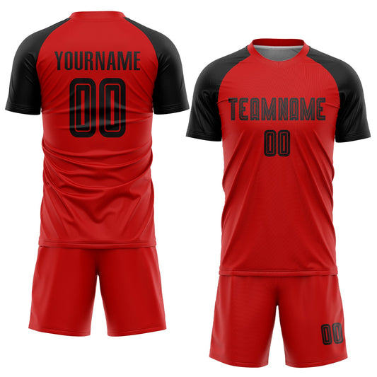 Custom Red Black Sublimation Soccer Uniform Jersey - Sky-Custom