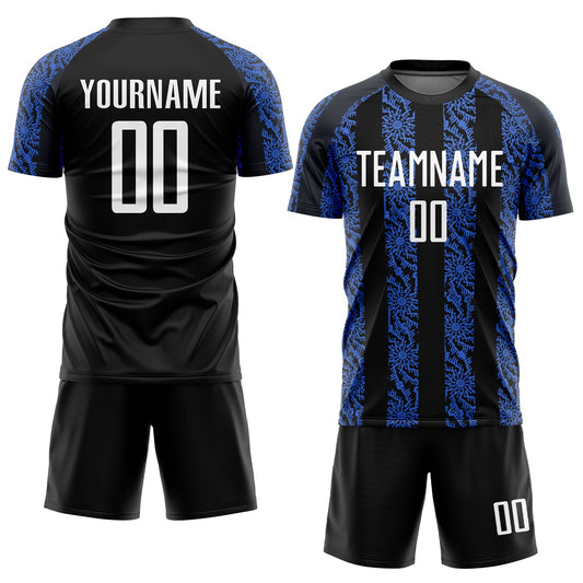 Custom Black White-Royal Sublimation Soccer Uniform Jersey - Sky-Custom