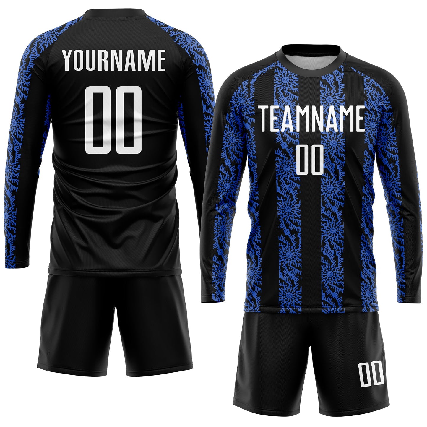 Custom Black White-Royal Sublimation Soccer Uniform Jersey - Sky-Custom