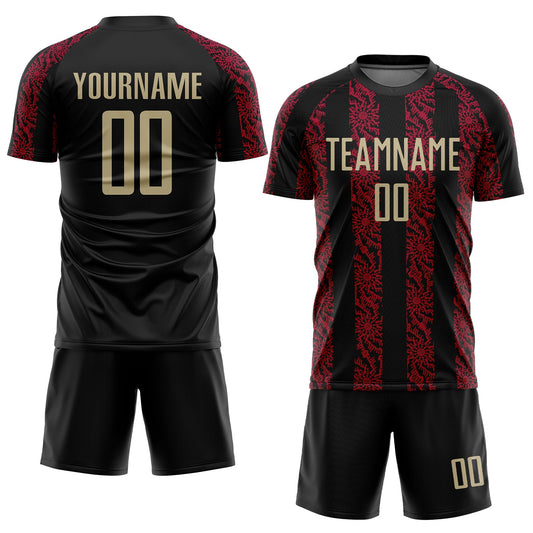 Custom Black Vegas Gold-Red Sublimation Soccer Uniform Jersey - Sky-Custom