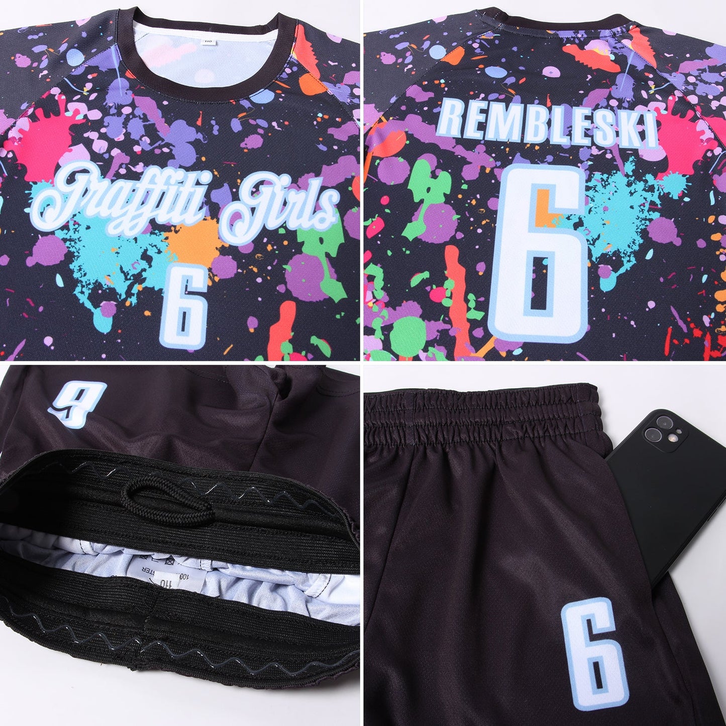 Custom Graffiti Pattern White-Light Blue Sublimation Soccer Uniform Jersey - Sky-Custom