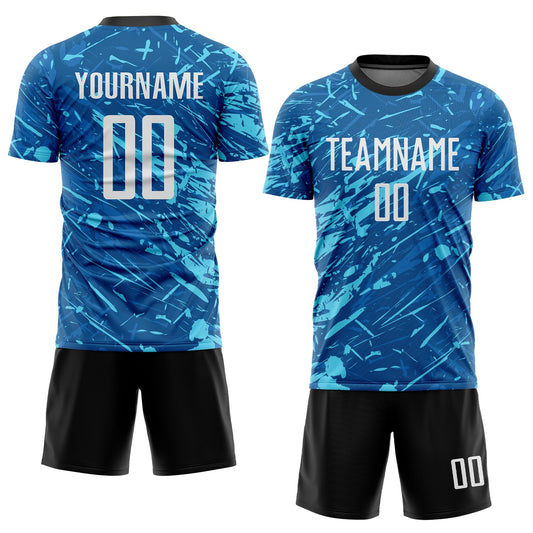 Custom Royal White-Light Blue Sublimation Soccer Uniform Jersey - Sky-Custom
