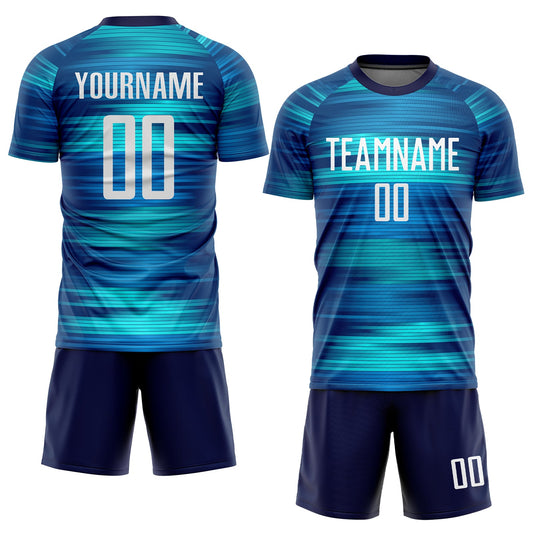Custom Light Blue White-US Navy Blue Sublimation Soccer Uniform Jersey - Sky-Custom