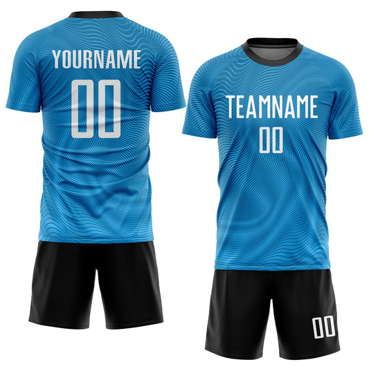 Custom Light Blue White-Black Sublimation Soccer Uniform Jersey - Sky-Custom