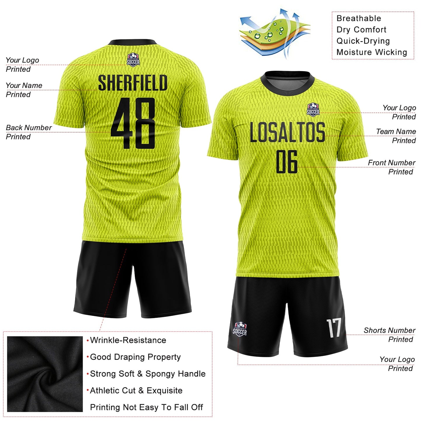 Custom Gold Black-White Sublimation Soccer Uniform Jersey - Sky-Custom