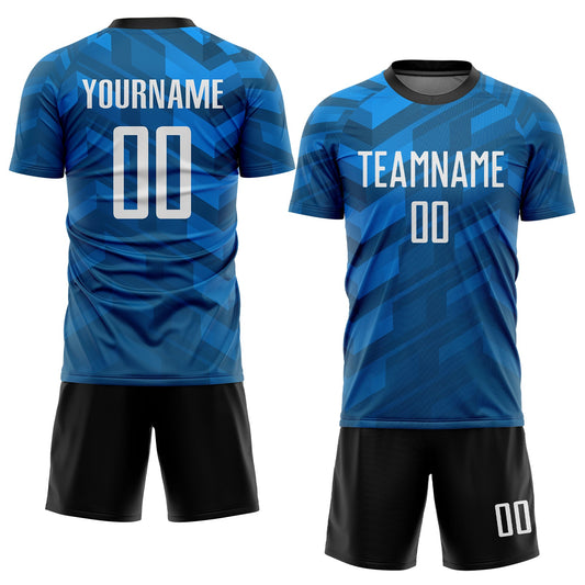 Custom Light Blue White-Black Sublimation Soccer Uniform Jersey - Sky-Custom