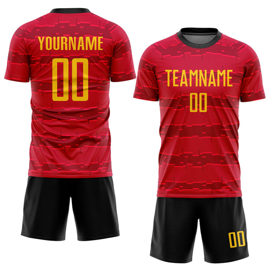 Custom Red Gold-Black Sublimation Soccer Uniform Jersey - Sky-Custom