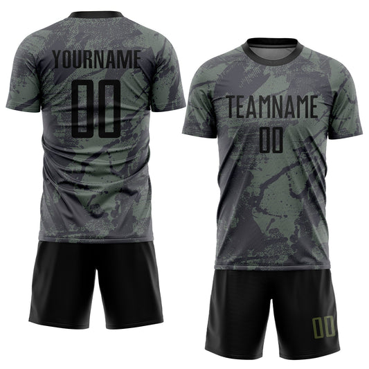 Custom Olive Black Sublimation Salute To Service Soccer Uniform Jersey - Sky-Custom