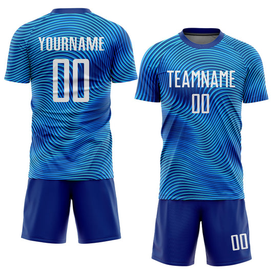 Custom Light Blue White-Royal Sublimation Soccer Uniform Jersey - Sky-Custom