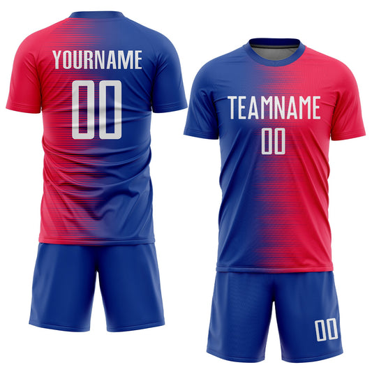 Custom Red White-Royal Sublimation Soccer Uniform Jersey - Sky-Custom